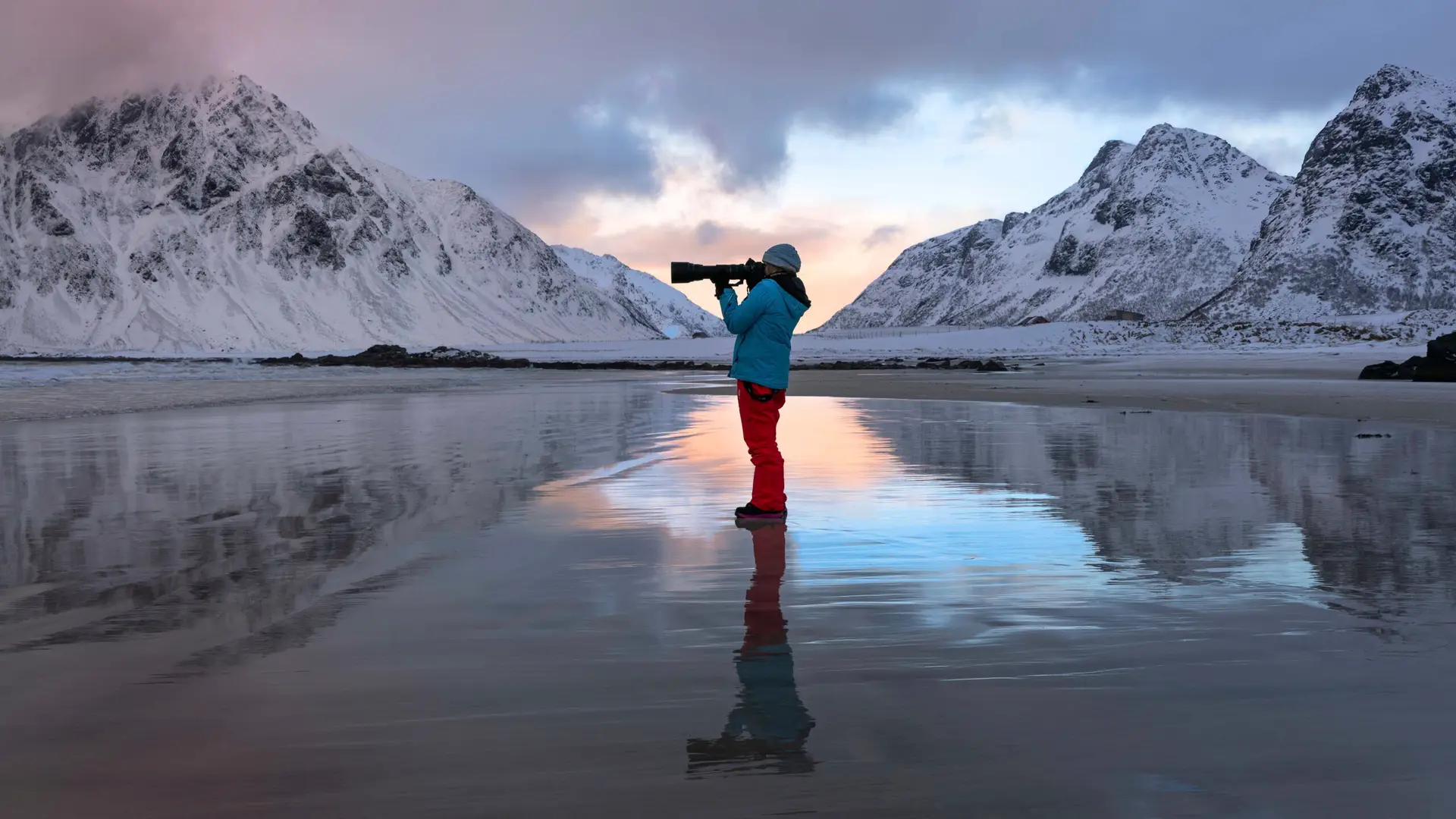 A photographer at work in Lofoten